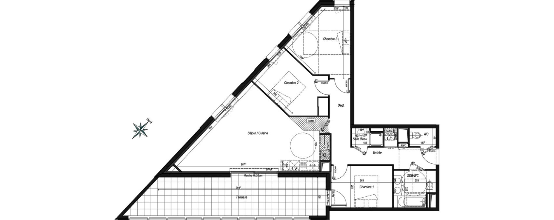 Appartement T4 de 84,01 m2 &agrave; Bordeaux Saint-jean belcier