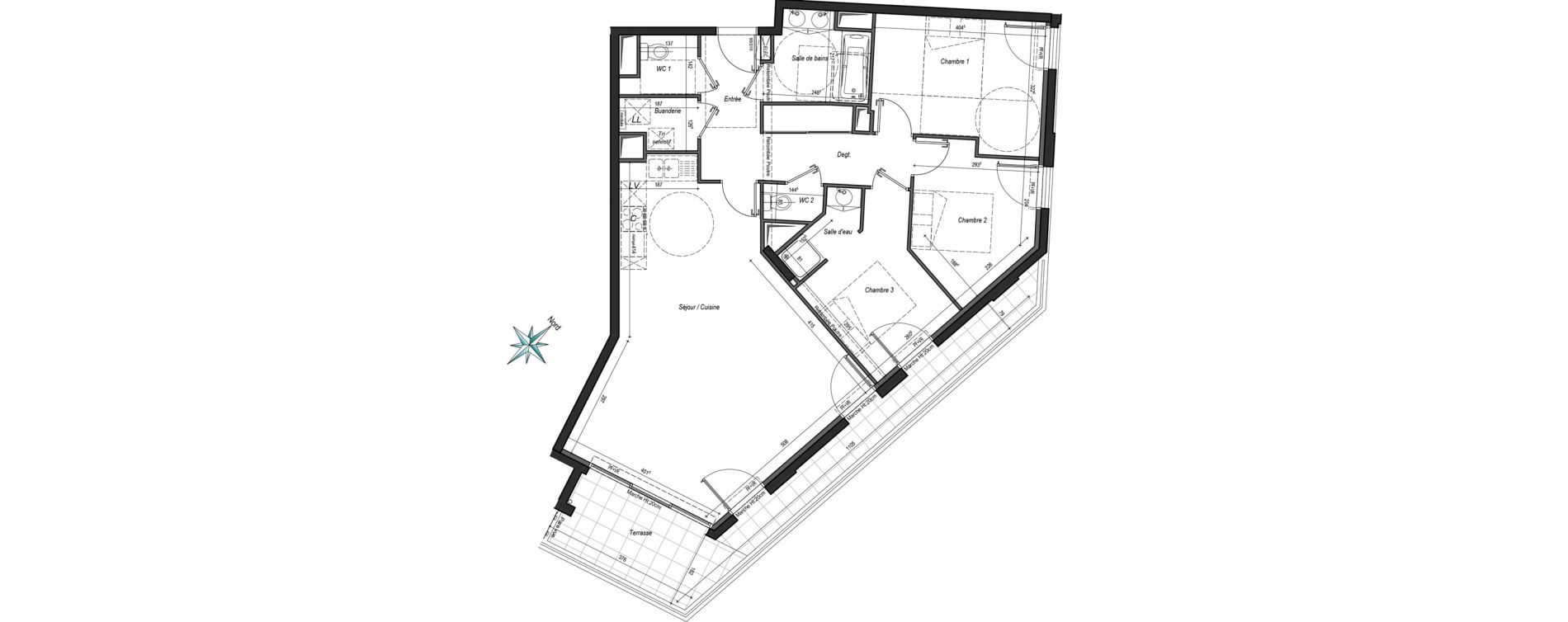 Appartement T4 de 88,83 m2 &agrave; Bordeaux Saint-jean belcier
