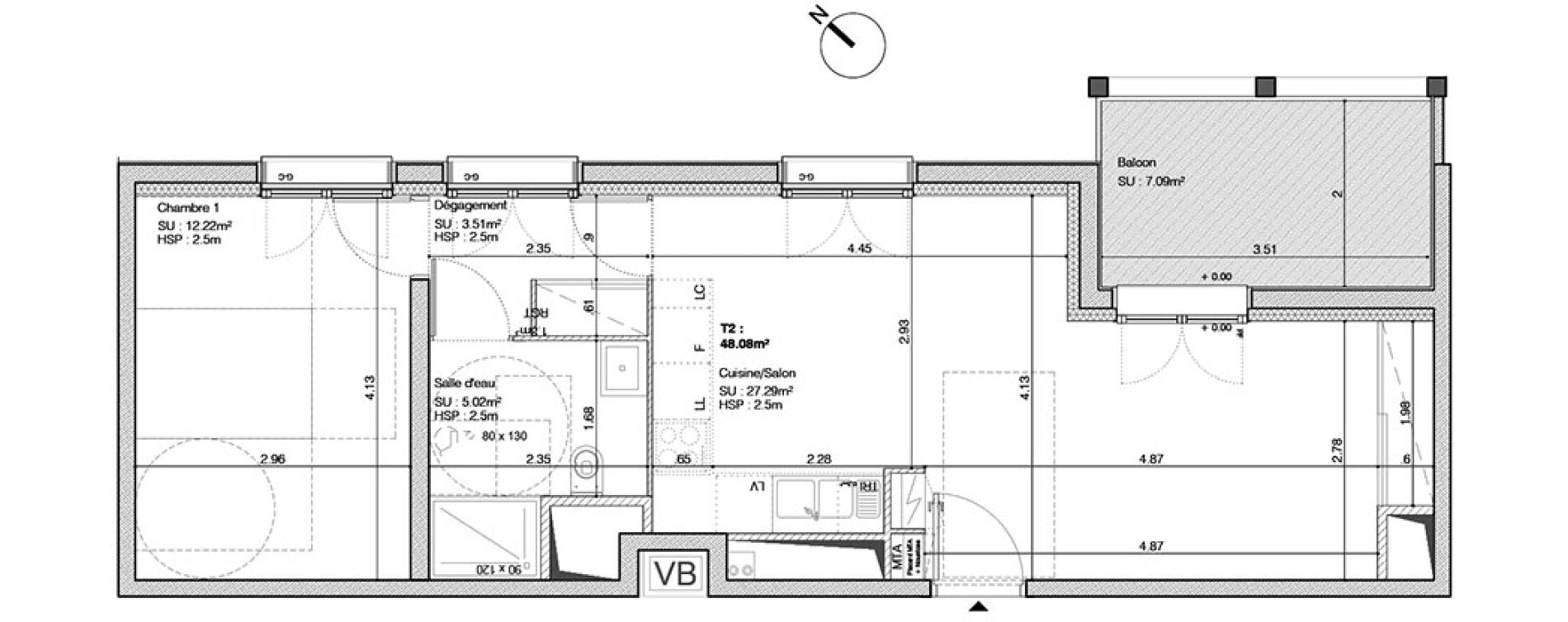 Appartement T2 de 48,08 m2 &agrave; Bordeaux Saint-germain