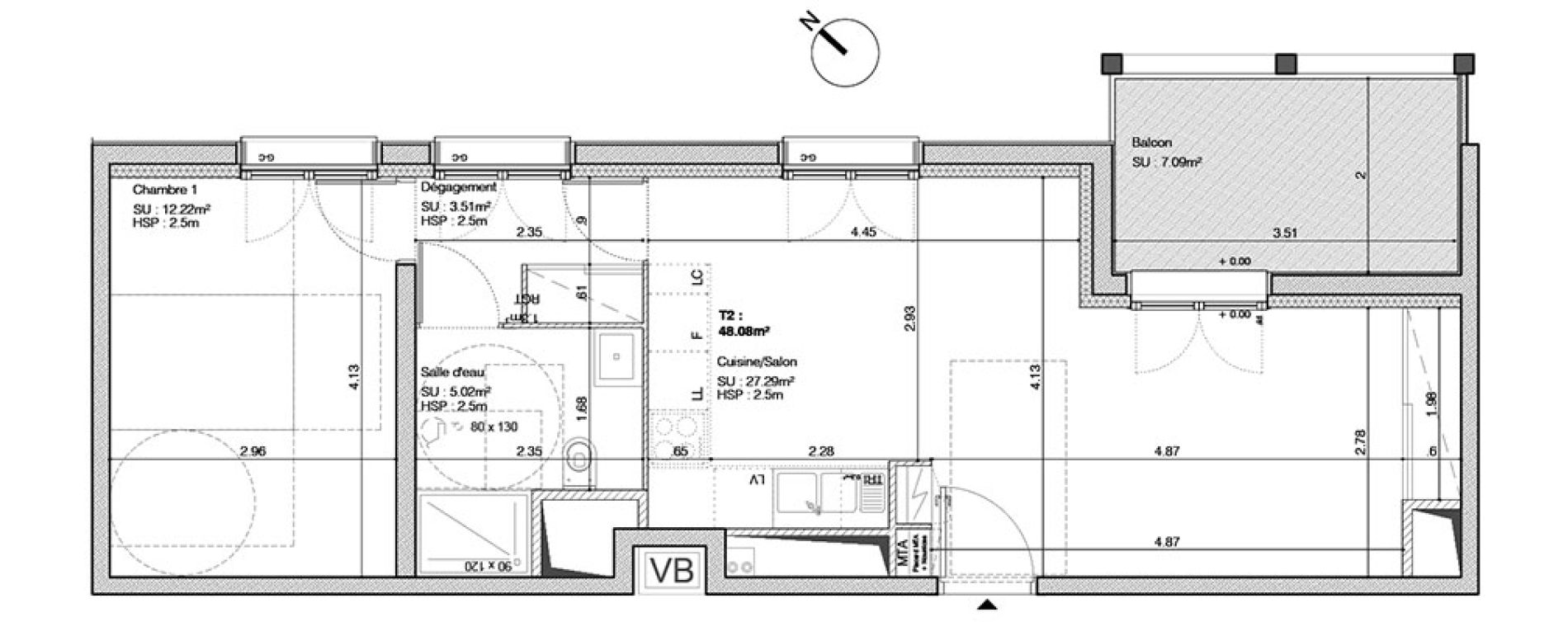 Appartement T2 de 48,08 m2 &agrave; Bordeaux Saint-germain