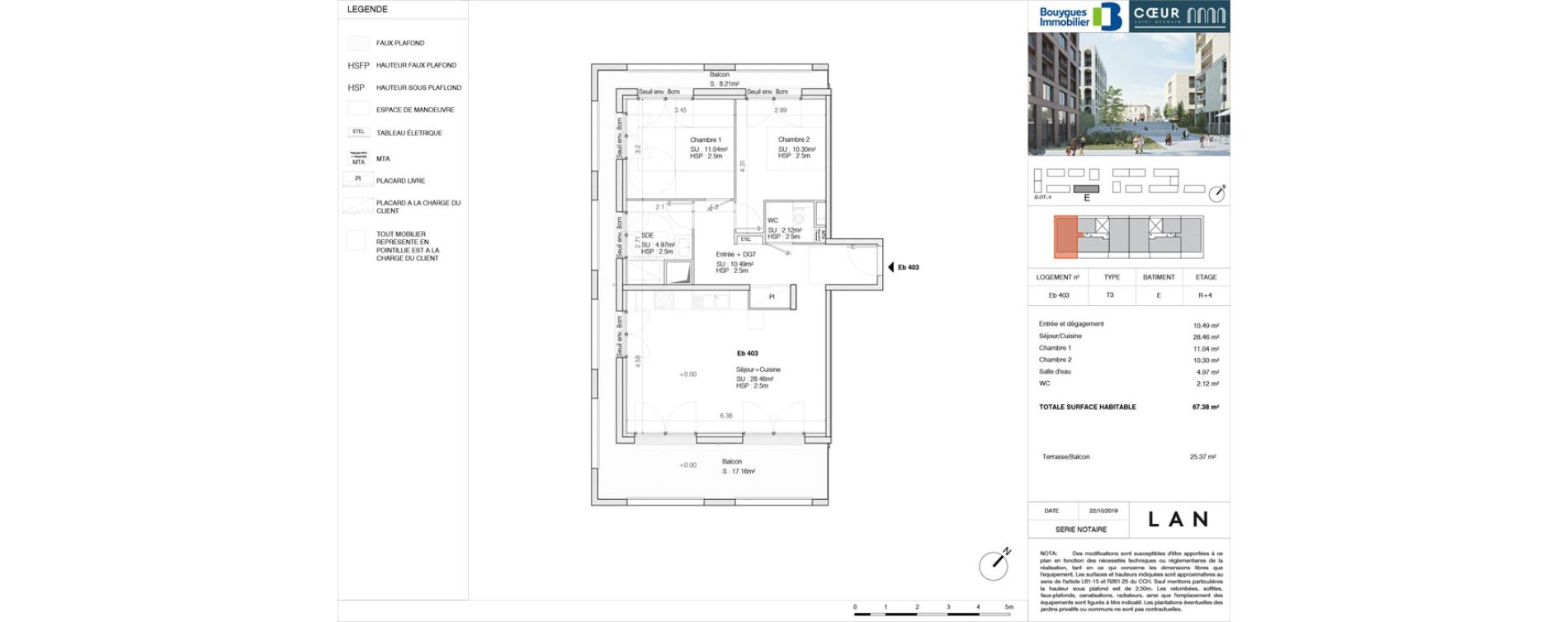 Appartement T3 de 67,38 m2 &agrave; Bordeaux Saint-germain