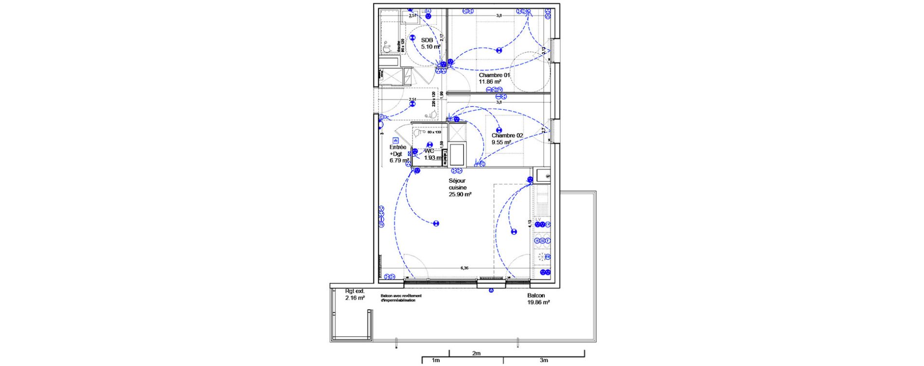 Appartement T3 de 61,12 m2 &agrave; Bordeaux Ginko