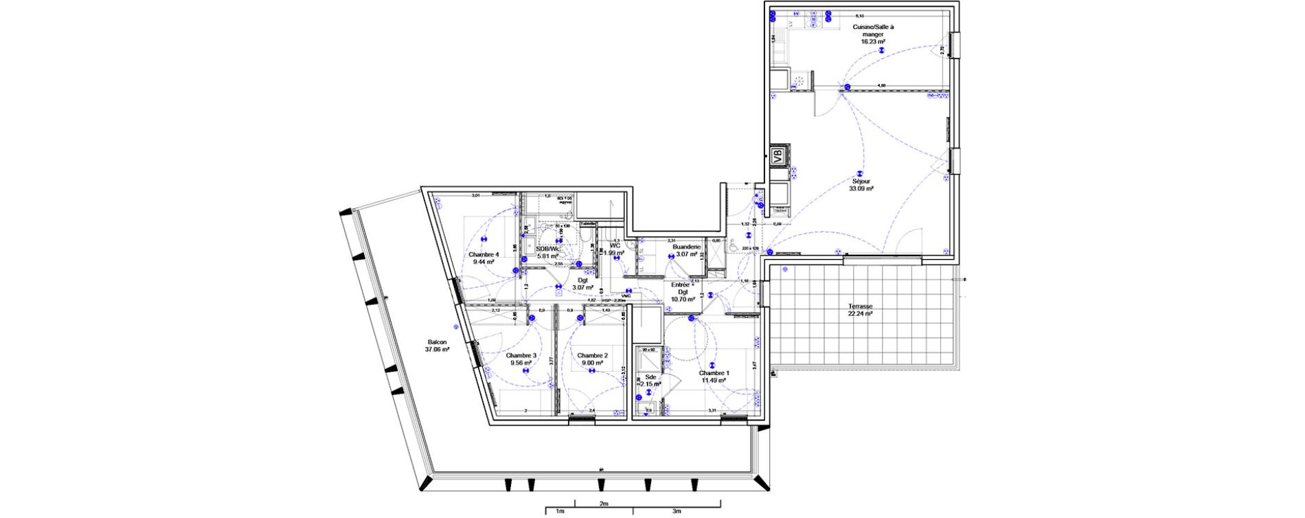 Appartement T5 de 115,60 m2 &agrave; Bordeaux Ginko