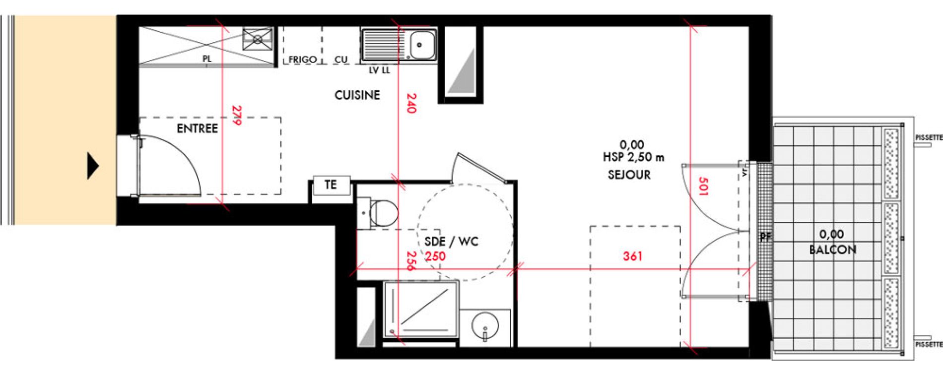 Appartement T1 de 38,30 m2 &agrave; Bordeaux Lestonnat - mons&eacute;jour