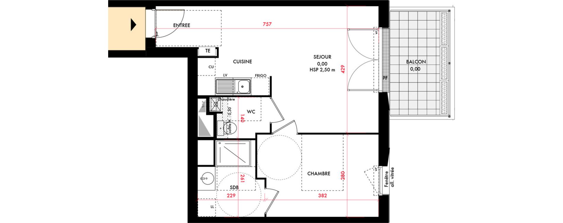 Appartement T2 de 43,75 m2 &agrave; Bordeaux Lestonnat - mons&eacute;jour