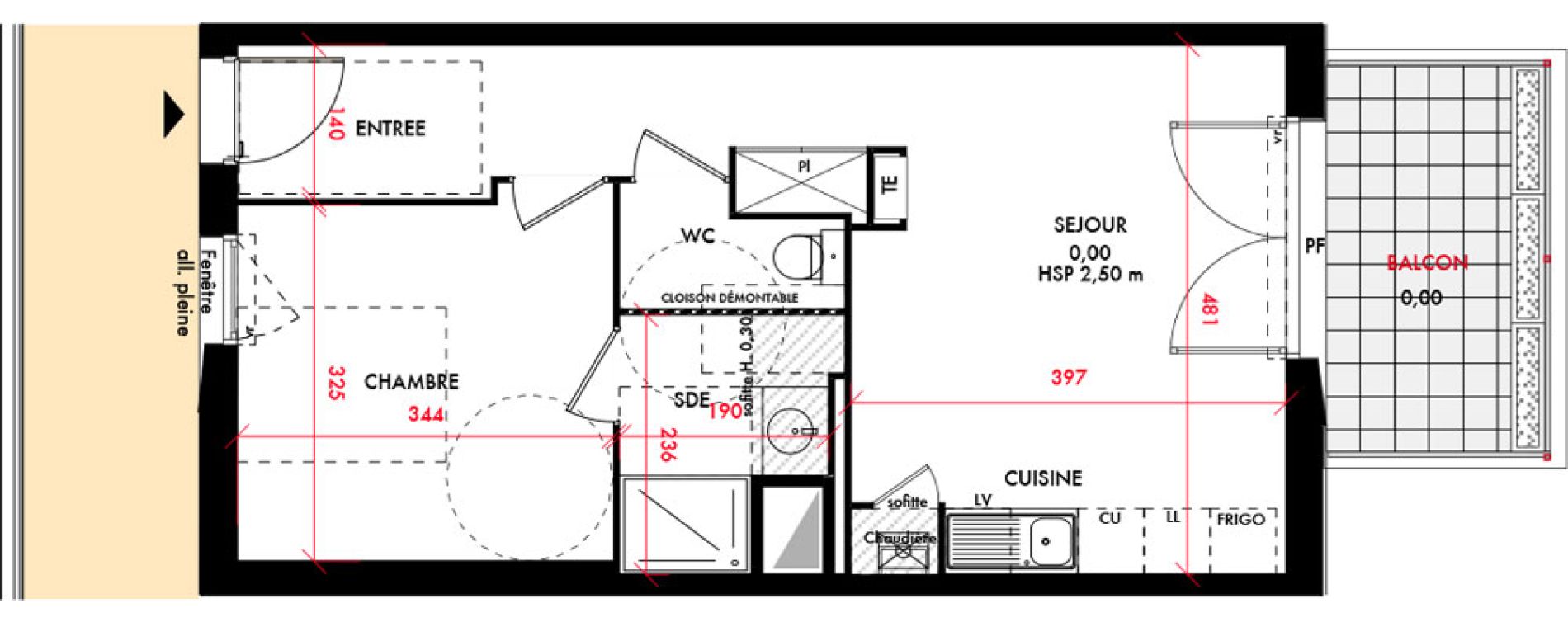 Appartement T2 de 43,59 m2 &agrave; Bordeaux Lestonnat - mons&eacute;jour