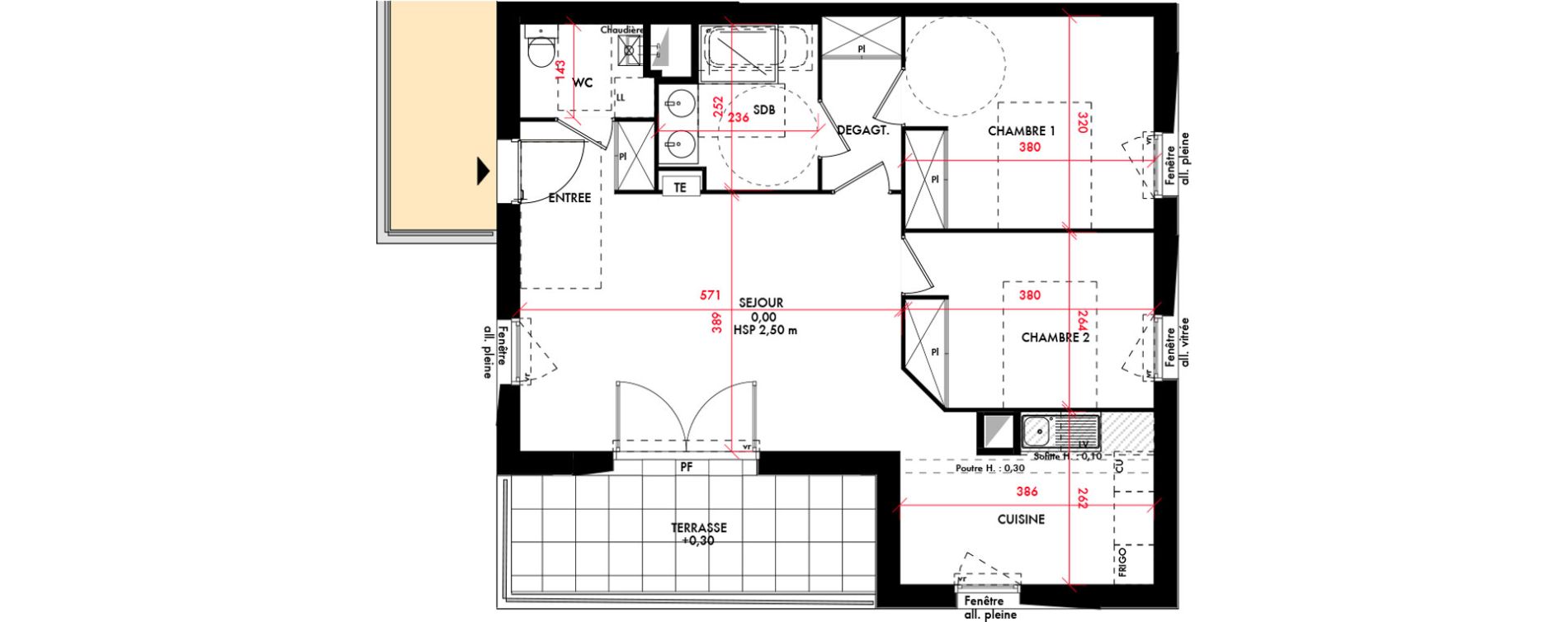 Appartement T3 de 67,33 m2 &agrave; Bordeaux Lestonnat - mons&eacute;jour