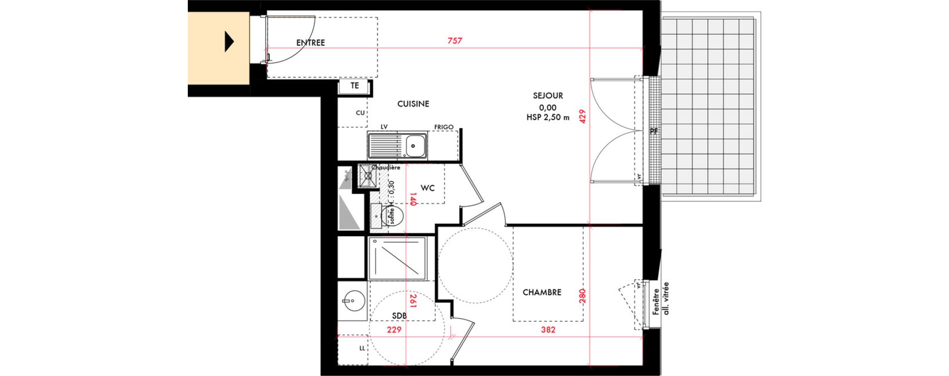 Appartement T2 de 43,75 m2 &agrave; Bordeaux Lestonnat - mons&eacute;jour