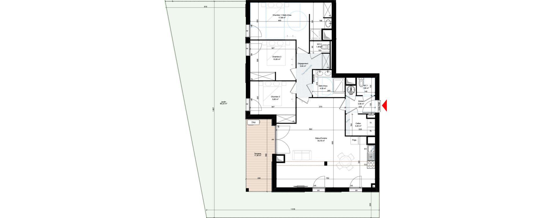 Appartement T4 de 99,79 m2 &agrave; Bordeaux Lestonnat - mons&eacute;jour