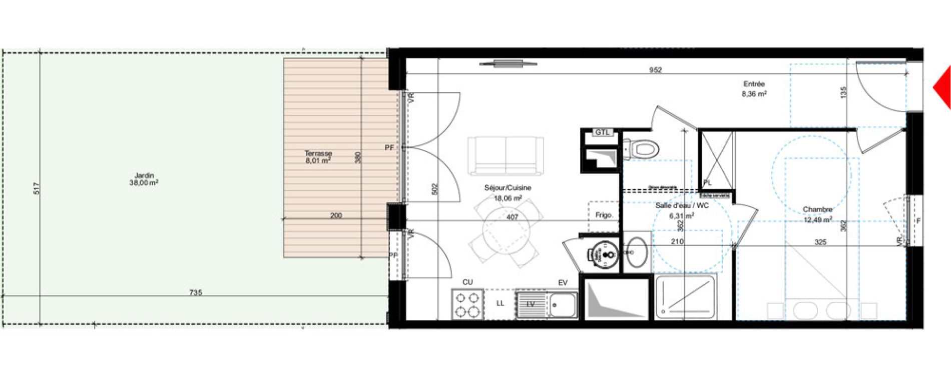 Appartement T2 de 45,22 m2 &agrave; Bordeaux Lestonnat - mons&eacute;jour