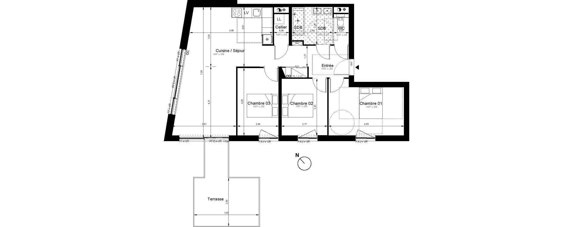 Appartement T4 de 84,27 m2 &agrave; Bordeaux Bastide niel