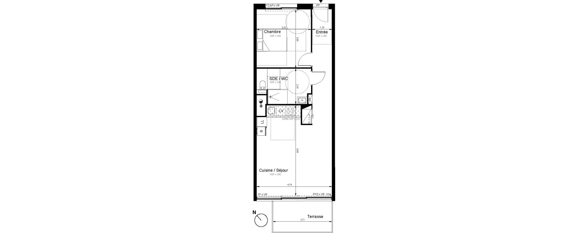 Appartement T2 de 53,88 m2 &agrave; Bordeaux Bastide niel