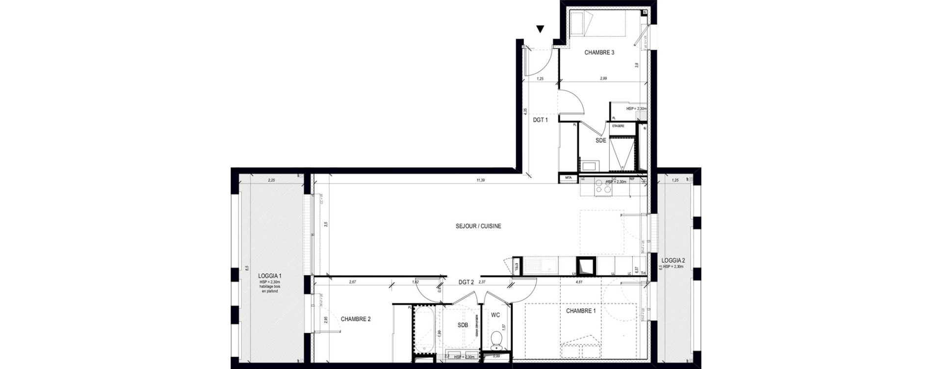 Appartement T4 de 90,95 m2 &agrave; Bordeaux Bastide