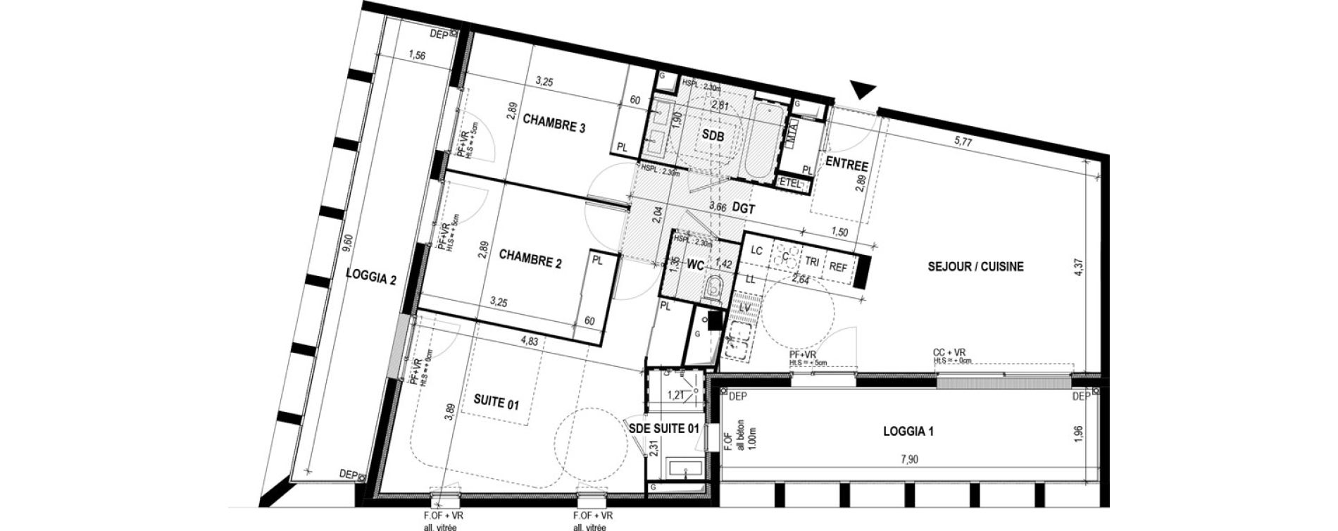 Appartement T4 de 91,05 m2 &agrave; Bordeaux Bastide