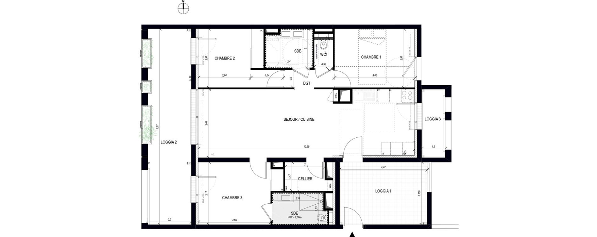 Appartement T4 de 86,90 m2 &agrave; Bordeaux Bastide