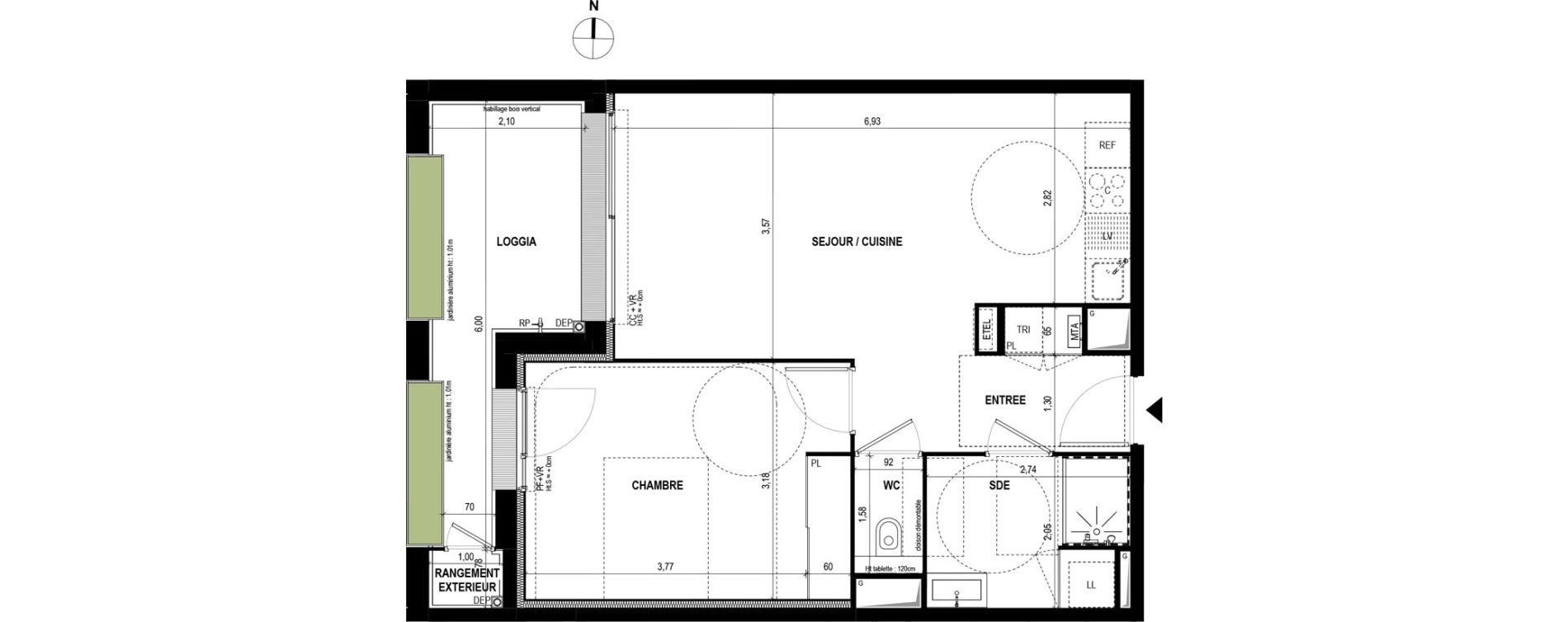 Appartement T2 de 48,80 m2 &agrave; Bordeaux Bastide
