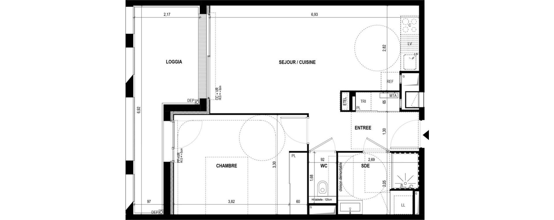 Appartement T2 de 48,90 m2 &agrave; Bordeaux Bastide
