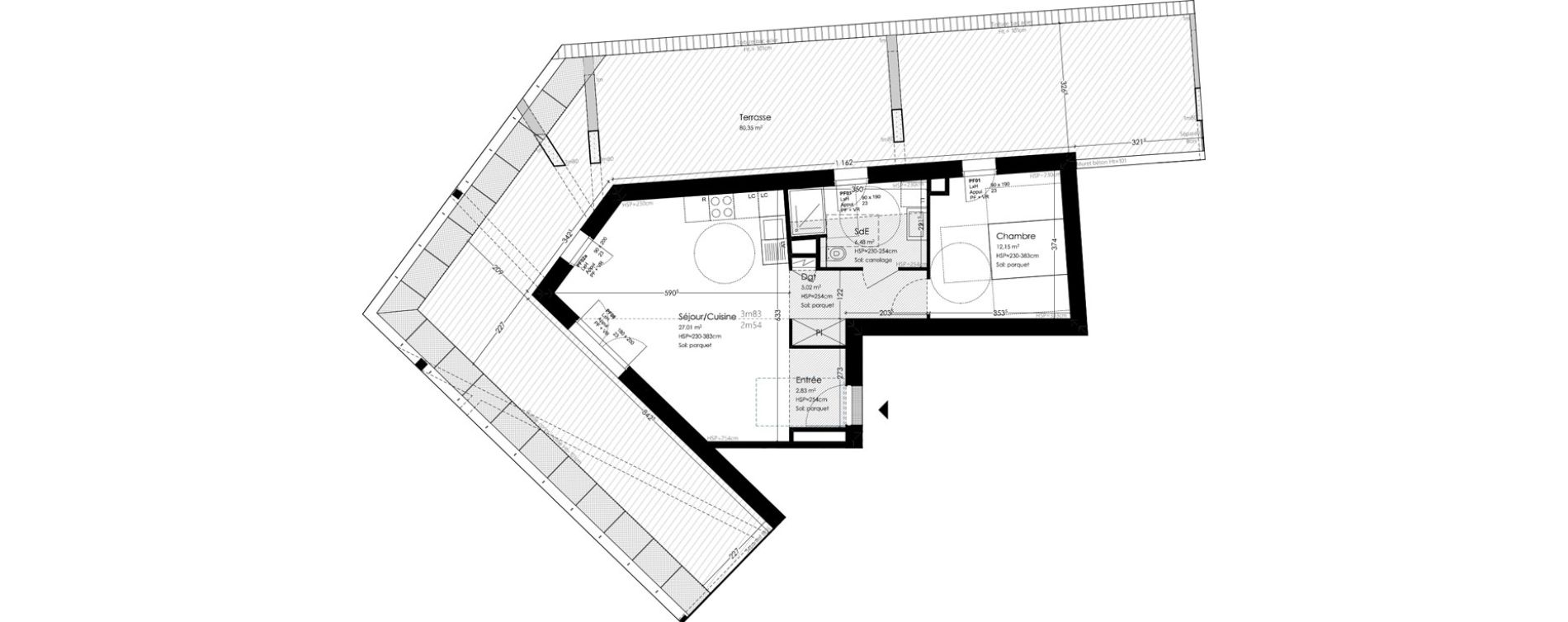 Appartement T2 de 53,49 m2 &agrave; Bordeaux Bastide niel