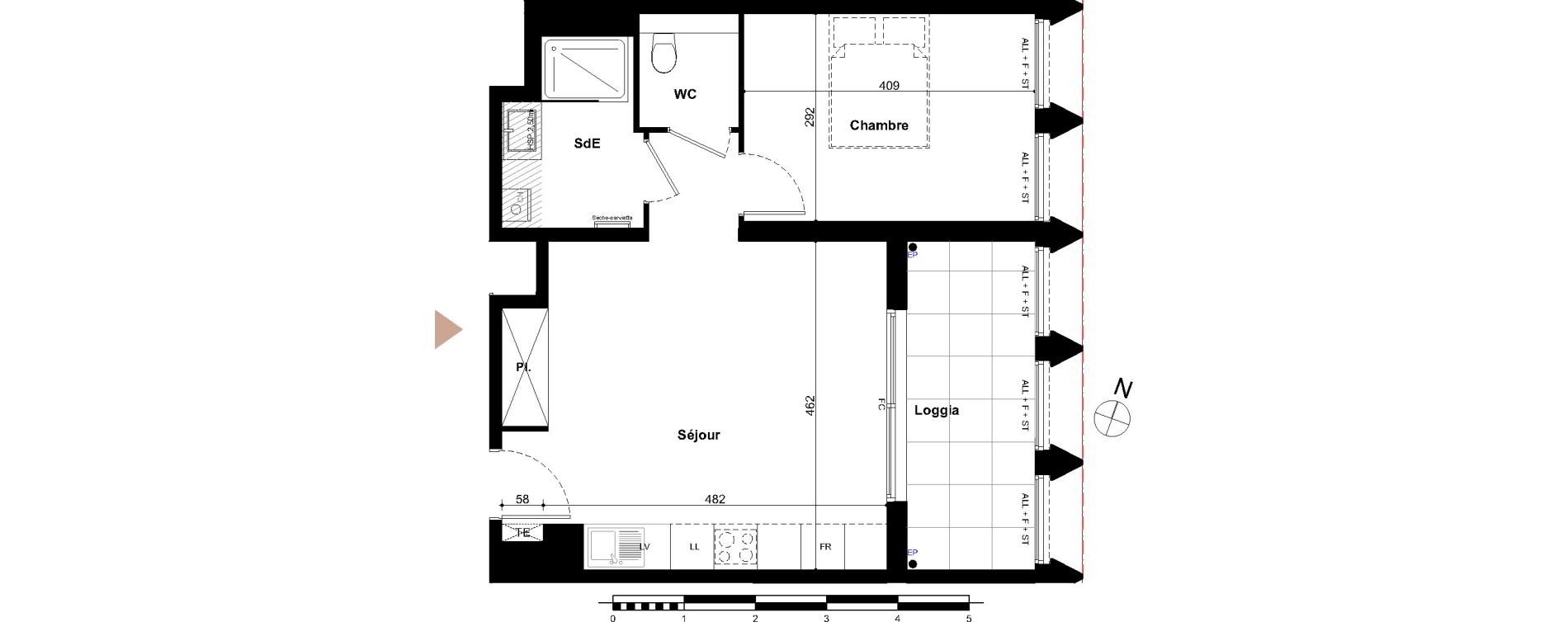 Appartement T2 de 45,00 m2 &agrave; Bordeaux Gambetta