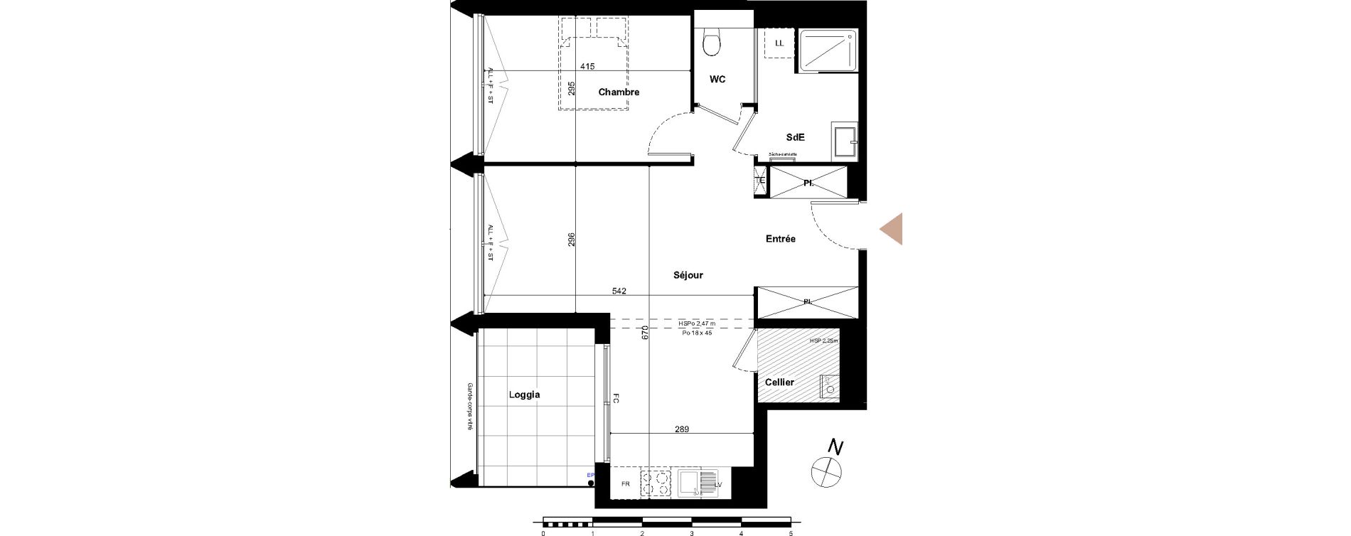 Appartement T2 de 56,00 m2 &agrave; Bordeaux Gambetta