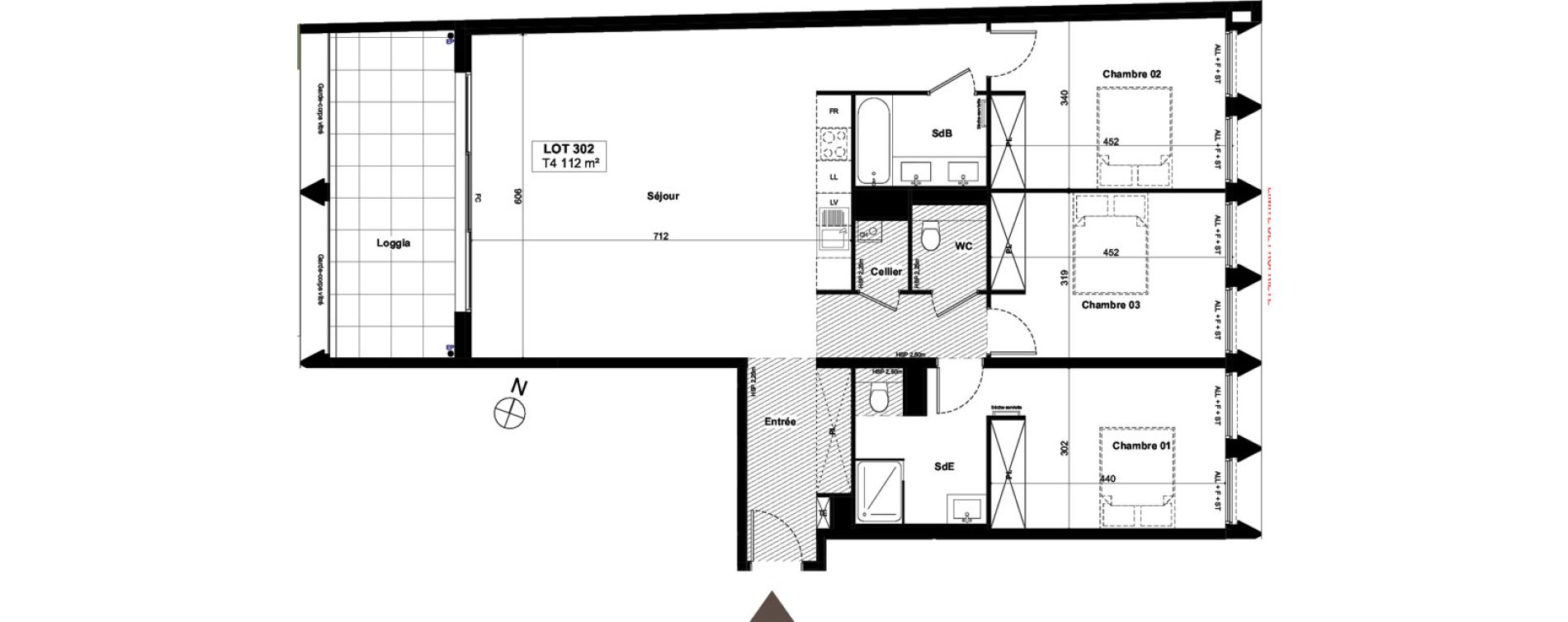 Appartement T4 de 112,00 m2 &agrave; Bordeaux Gambetta