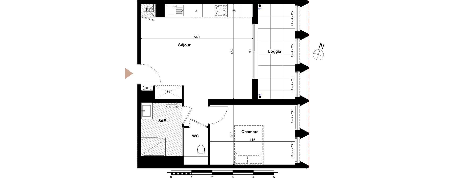 Appartement T2 de 46,00 m2 &agrave; Bordeaux Gambetta