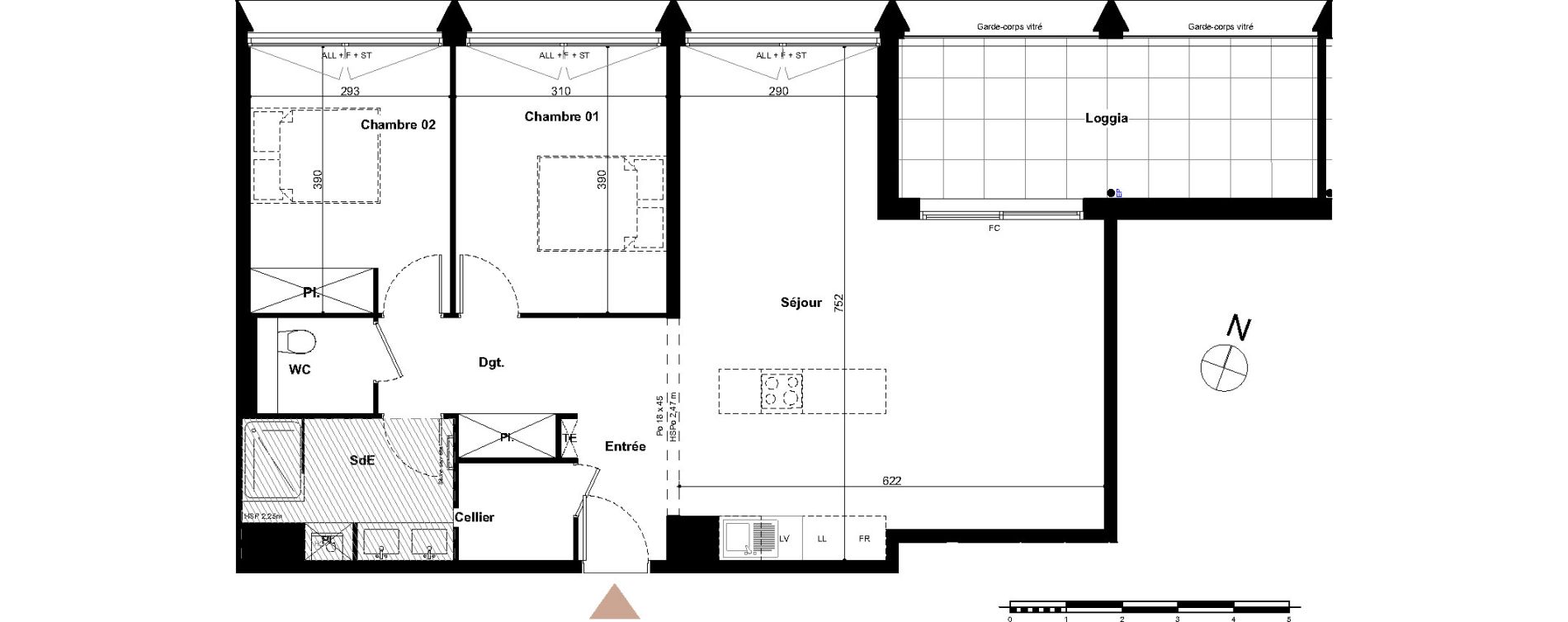 Appartement T3 de 81,00 m2 &agrave; Bordeaux Gambetta