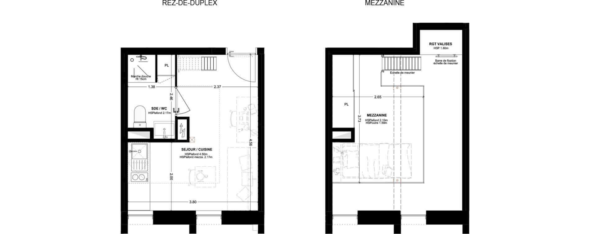 Studio meubl&eacute; de 24,82 m2 &agrave; Bordeaux Cauderan