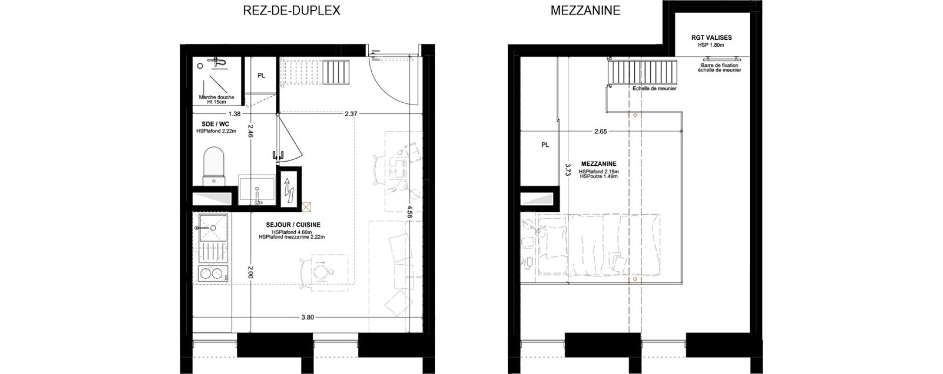 Studio meubl&eacute; de 24,82 m2 &agrave; Bordeaux Cauderan