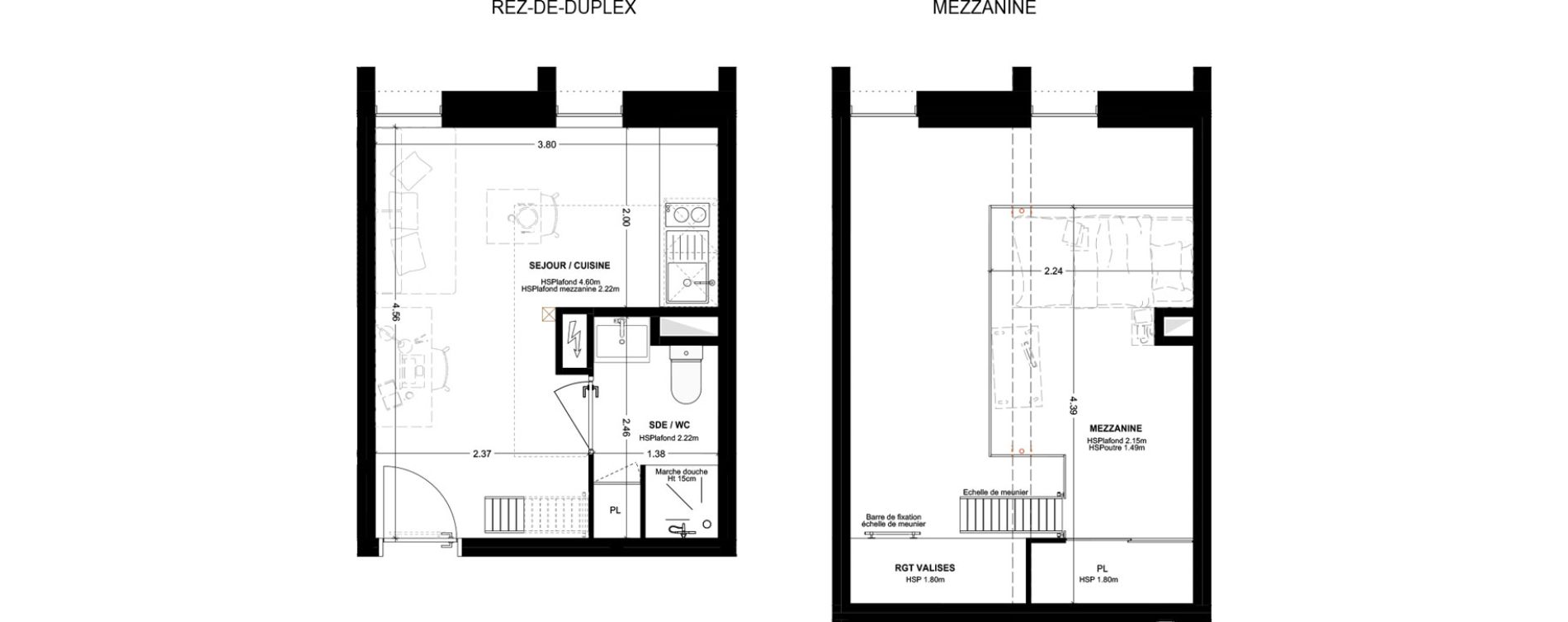 Studio meubl&eacute; de 25,31 m2 &agrave; Bordeaux Cauderan