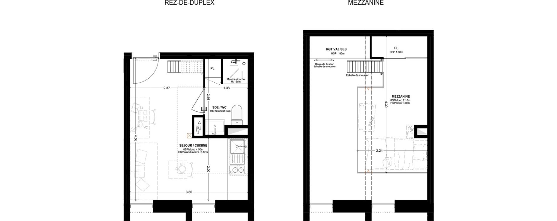 Studio meubl&eacute; de 25,31 m2 &agrave; Bordeaux Cauderan