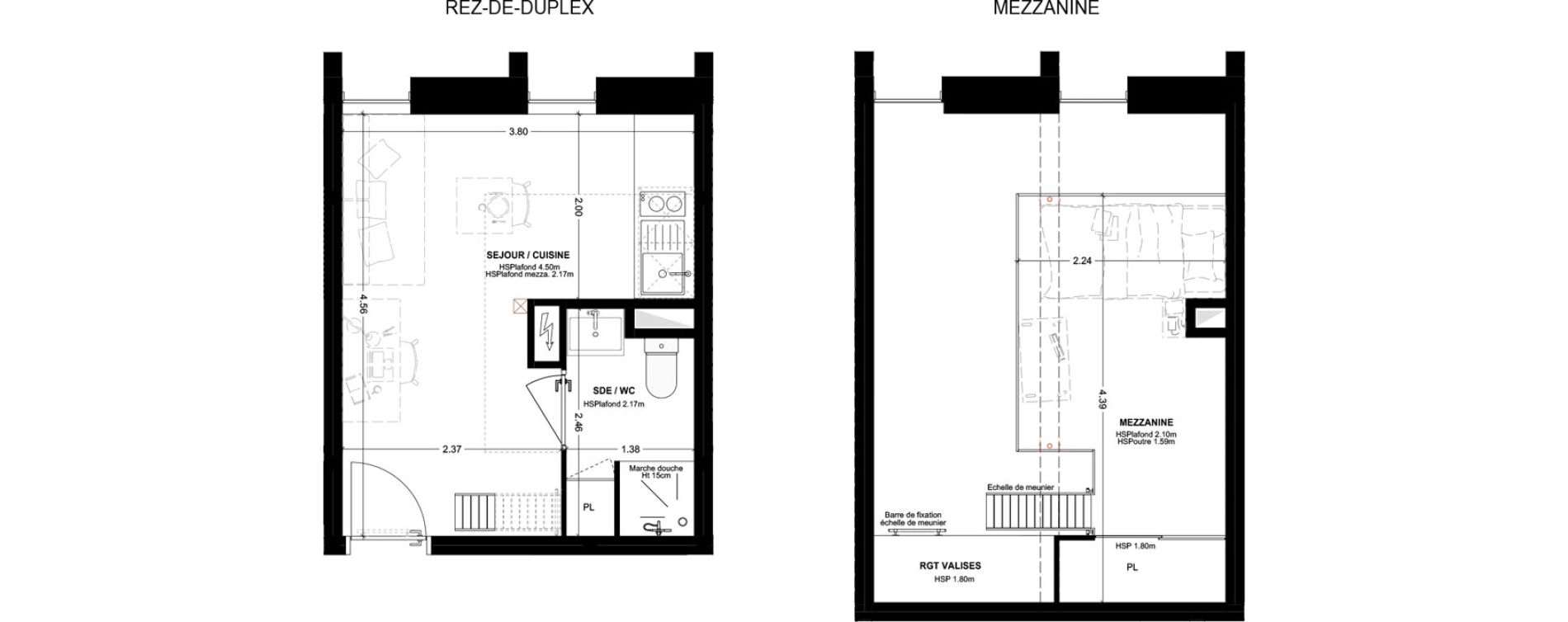 Studio meubl&eacute; de 25,31 m2 &agrave; Bordeaux Cauderan