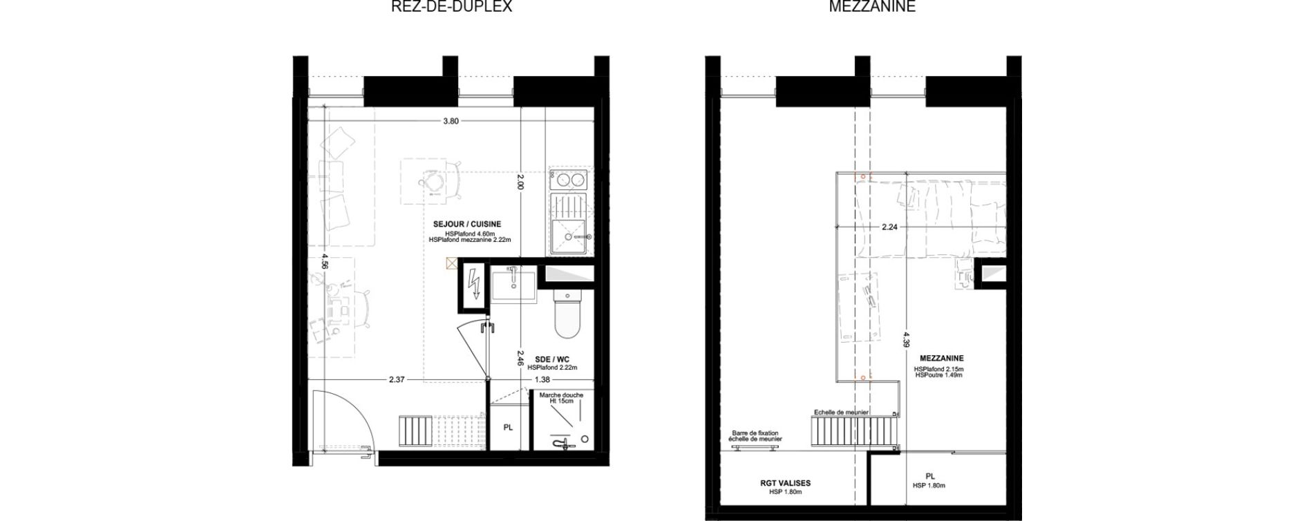 Studio meubl&eacute; de 25,31 m2 &agrave; Bordeaux Cauderan