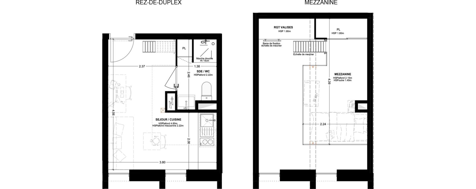 Studio meubl&eacute; de 25,31 m2 &agrave; Bordeaux Cauderan