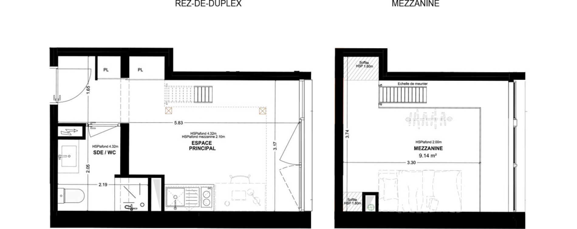 Studio meubl&eacute; de 27,52 m2 &agrave; Bordeaux Cauderan