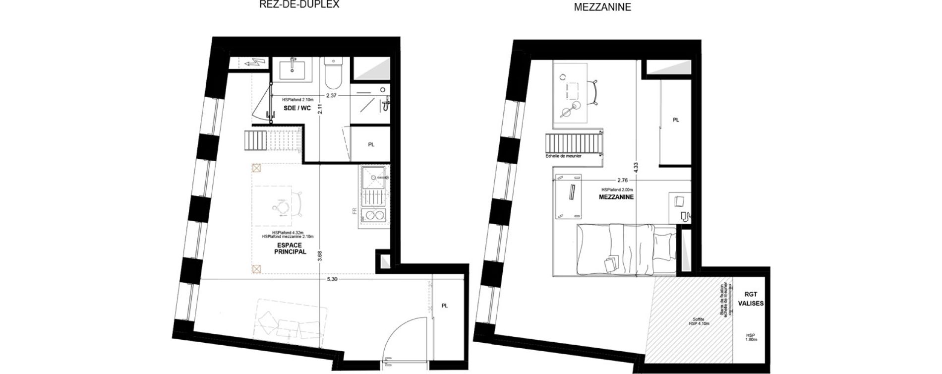 Studio meubl&eacute; de 33,46 m2 &agrave; Bordeaux Cauderan