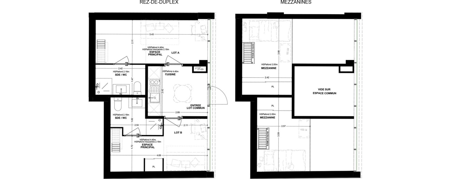 Duplex T3 meubl&eacute; de 50,08 m2 &agrave; Bordeaux Cauderan