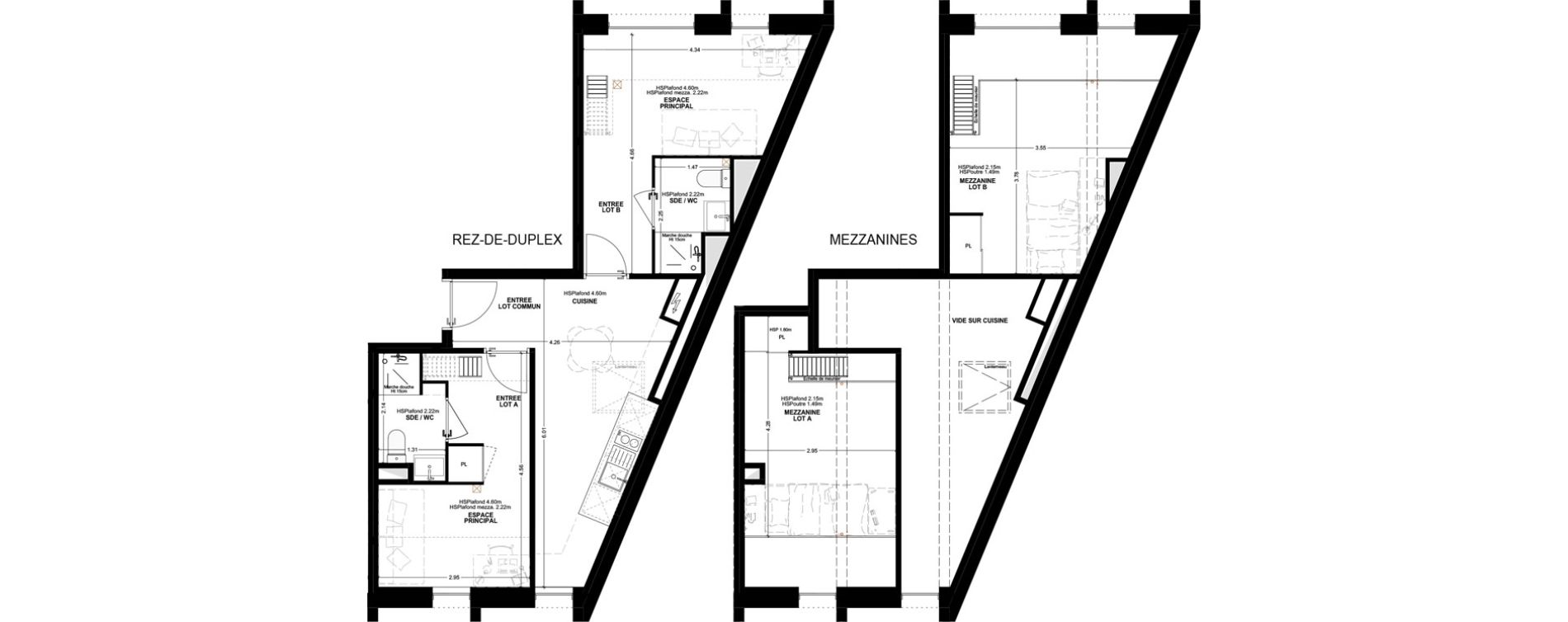 Duplex T3 meubl&eacute; de 61,95 m2 &agrave; Bordeaux Cauderan