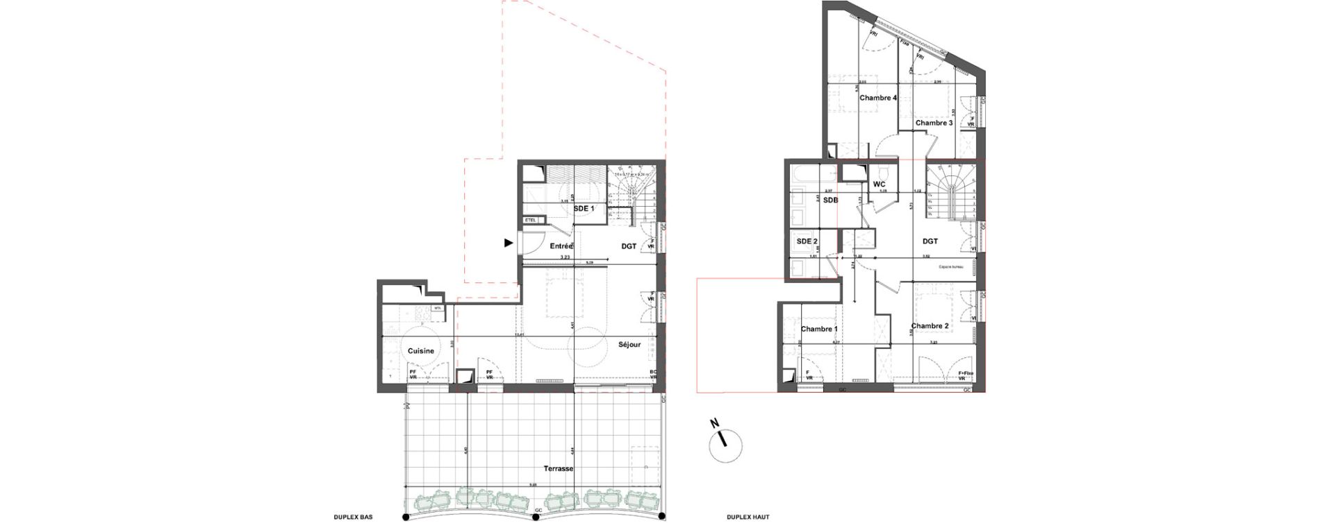 Duplex T5 de 129,85 m2 &agrave; Bordeaux Armagnac