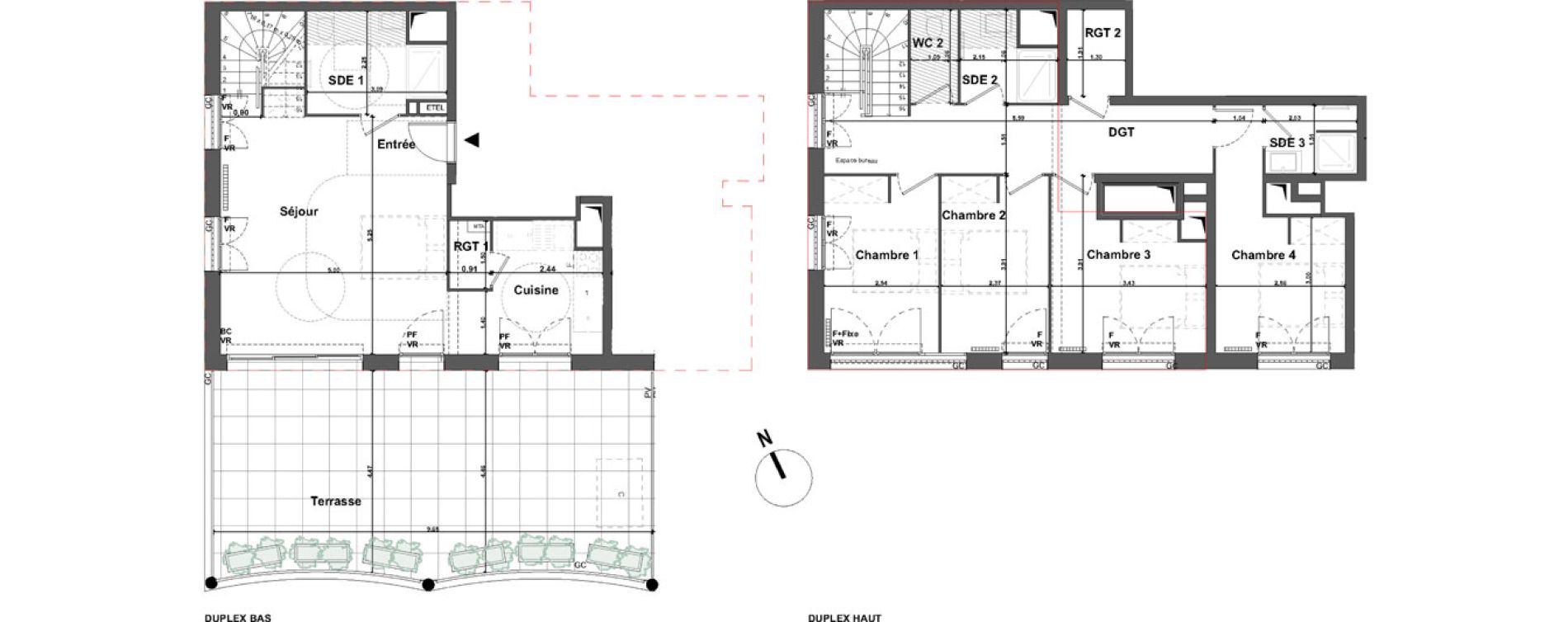Duplex T5 de 108,16 m2 &agrave; Bordeaux Armagnac