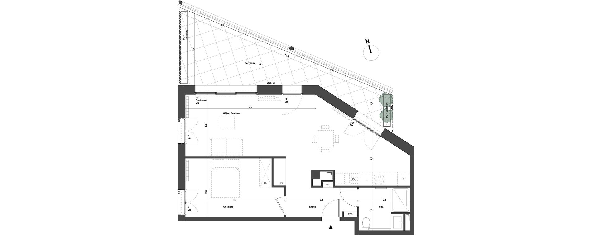 Appartement T2 de 55,50 m2 &agrave; Bordeaux Armagnac
