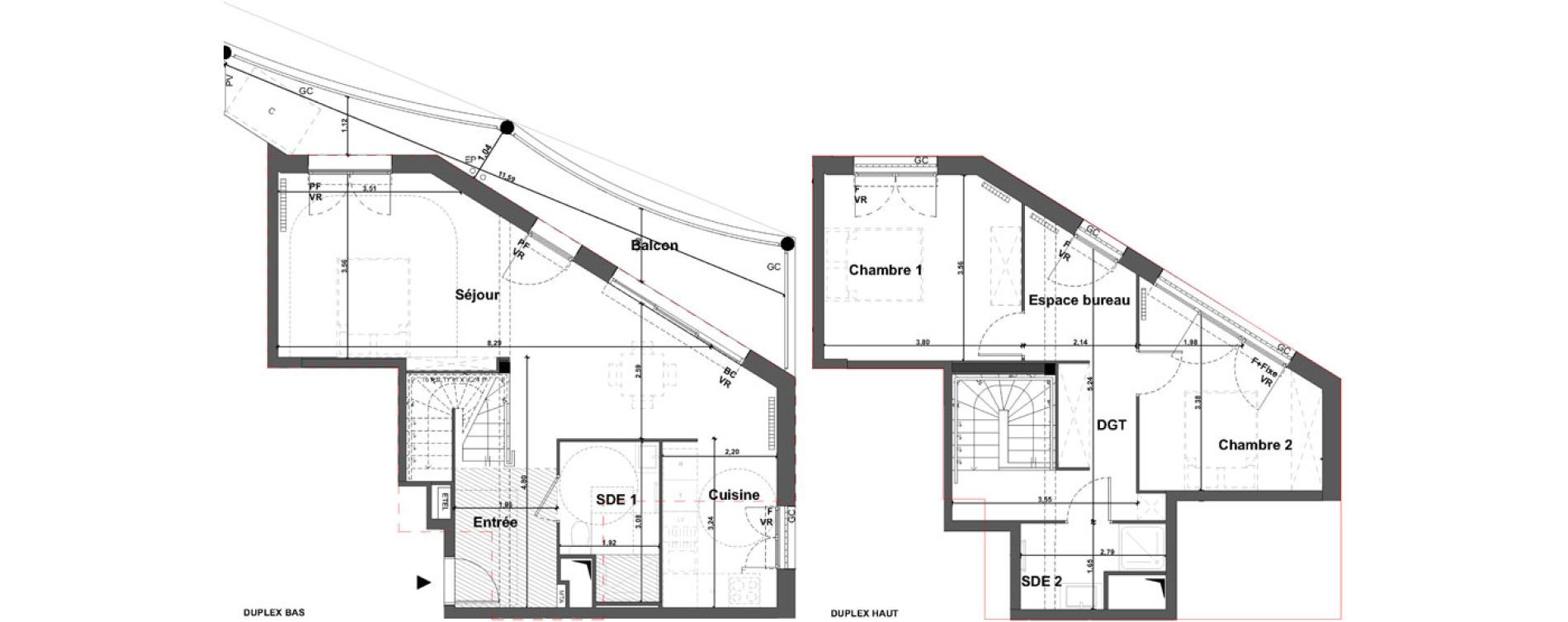 Duplex T3 de 86,21 m2 &agrave; Bordeaux Armagnac