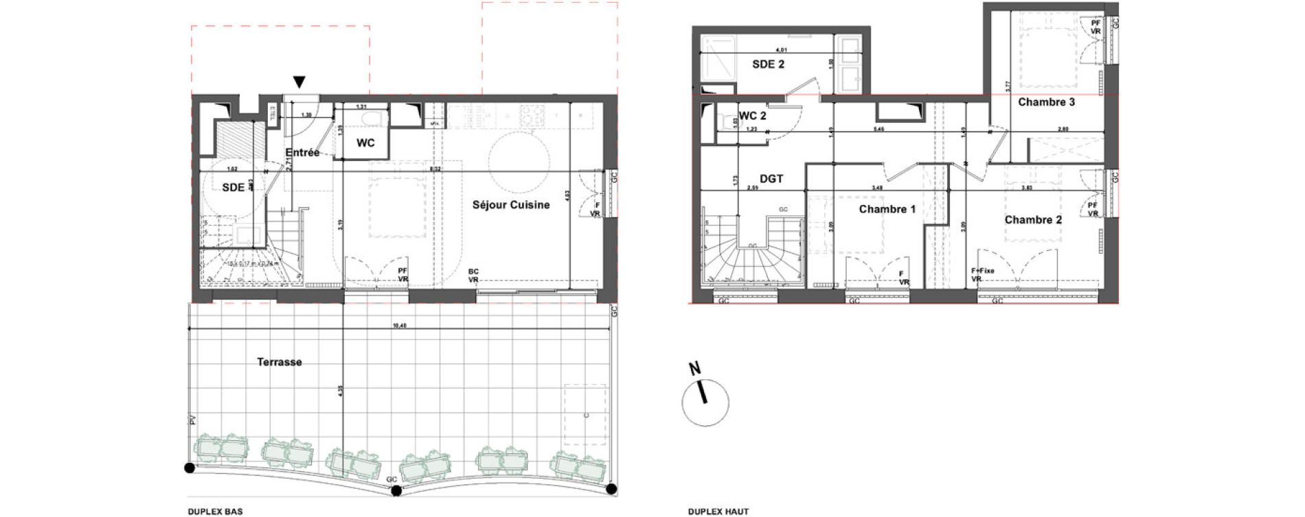 Duplex T4 de 92,71 m2 &agrave; Bordeaux Armagnac