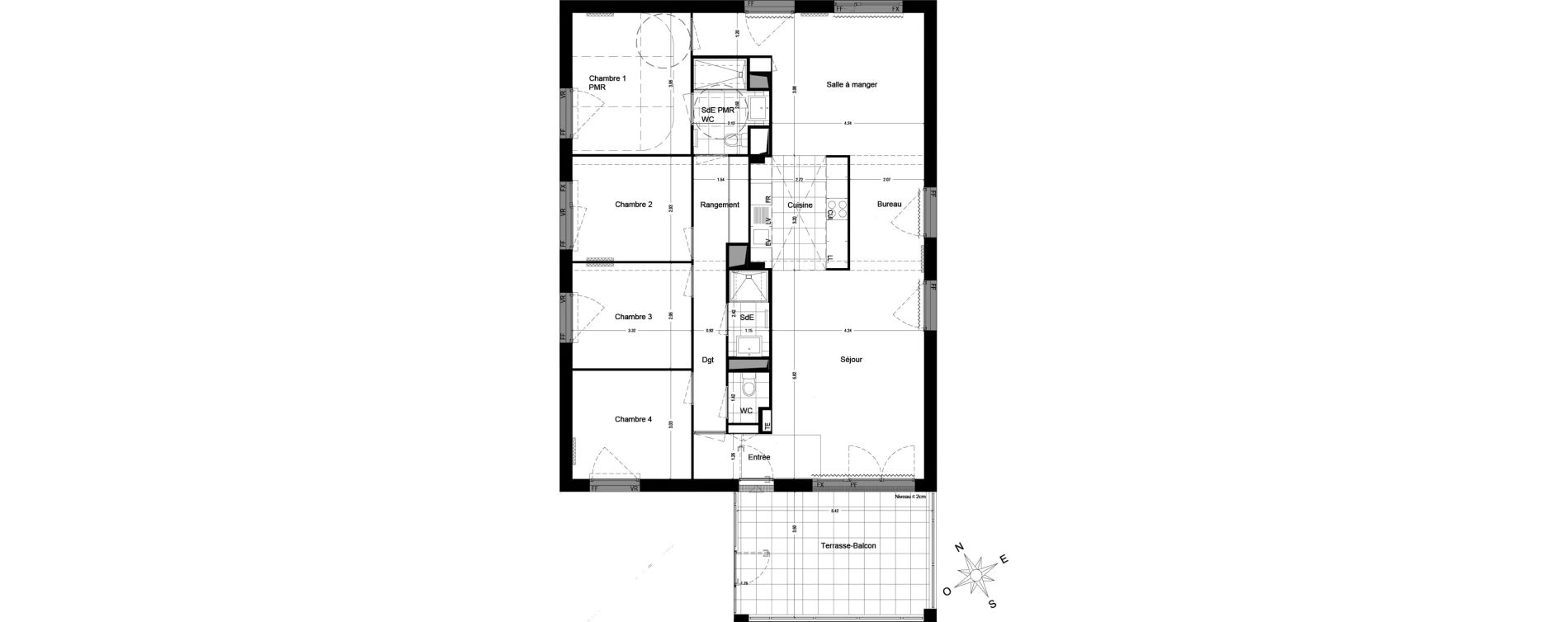 Appartement T5 de 122,49 m2 &agrave; Bordeaux Brazza