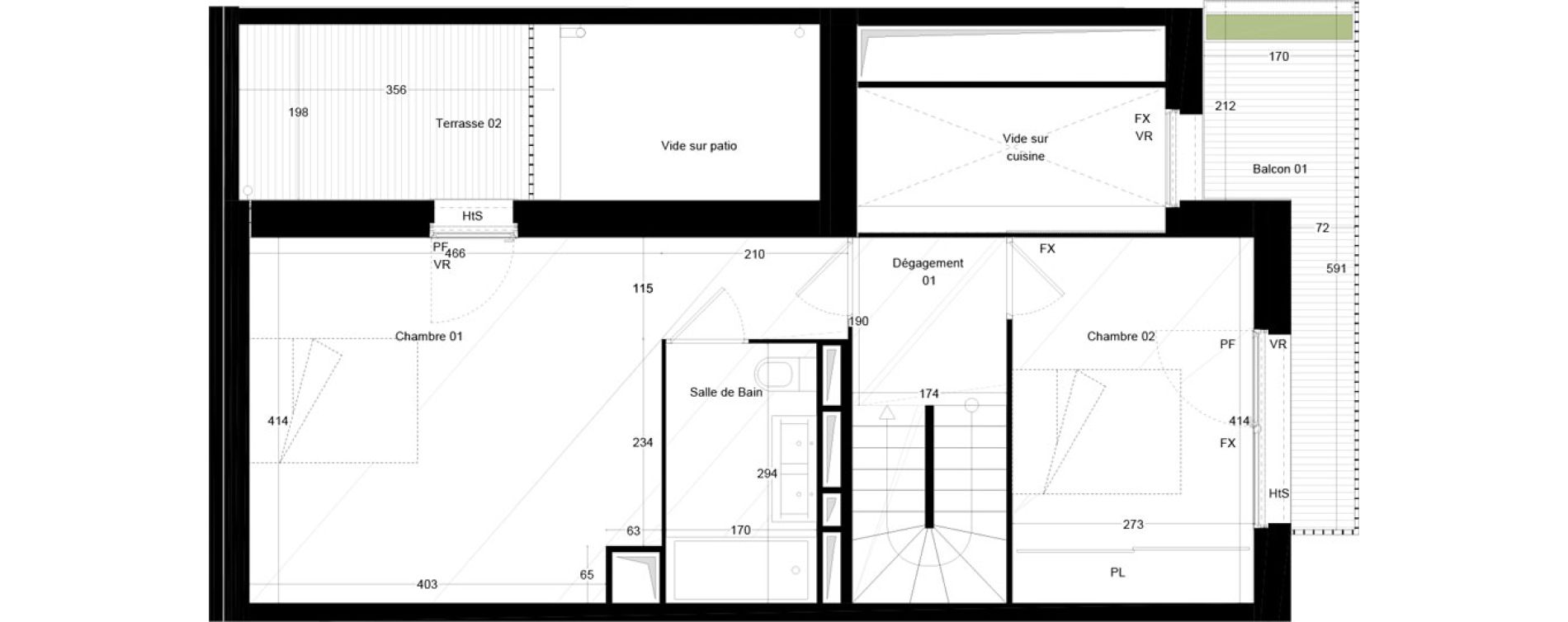 Triplex T5 de 121,10 m2 &agrave; Bordeaux Armagnac