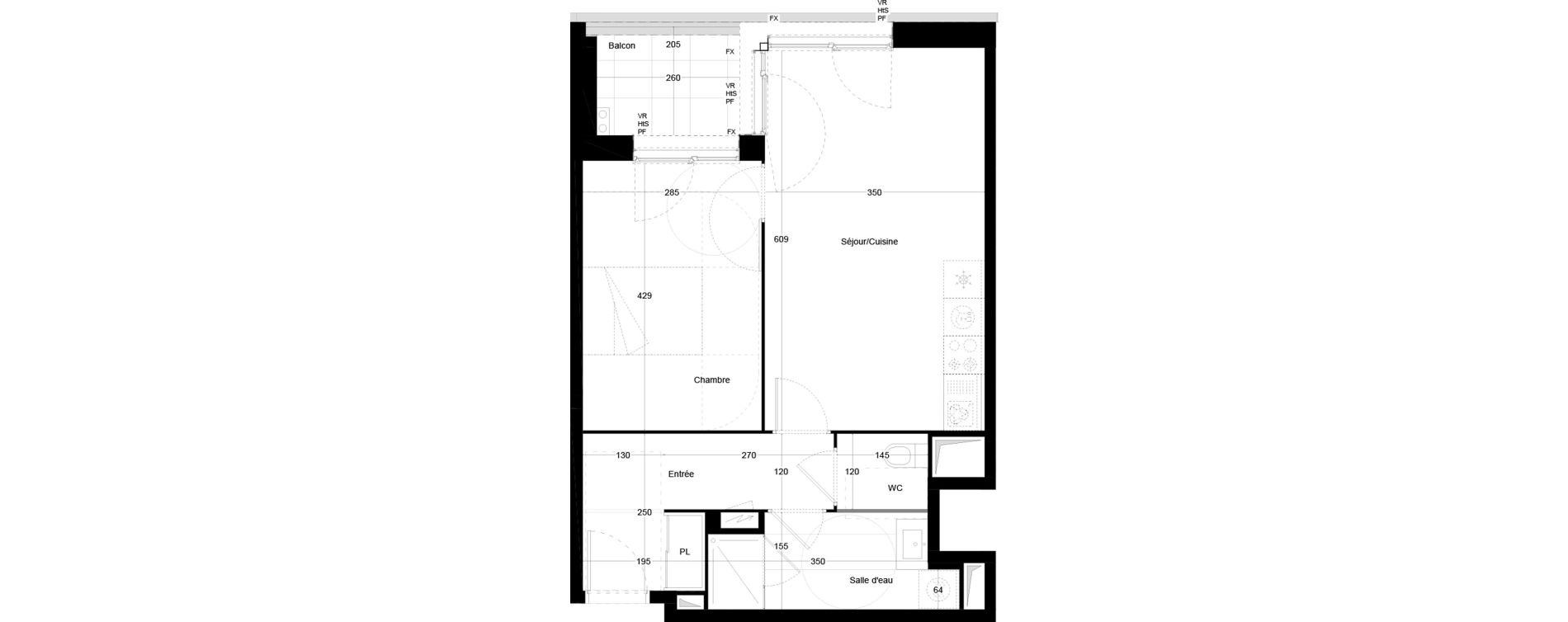 Appartement T2 de 48,06 m2 &agrave; Bordeaux Armagnac