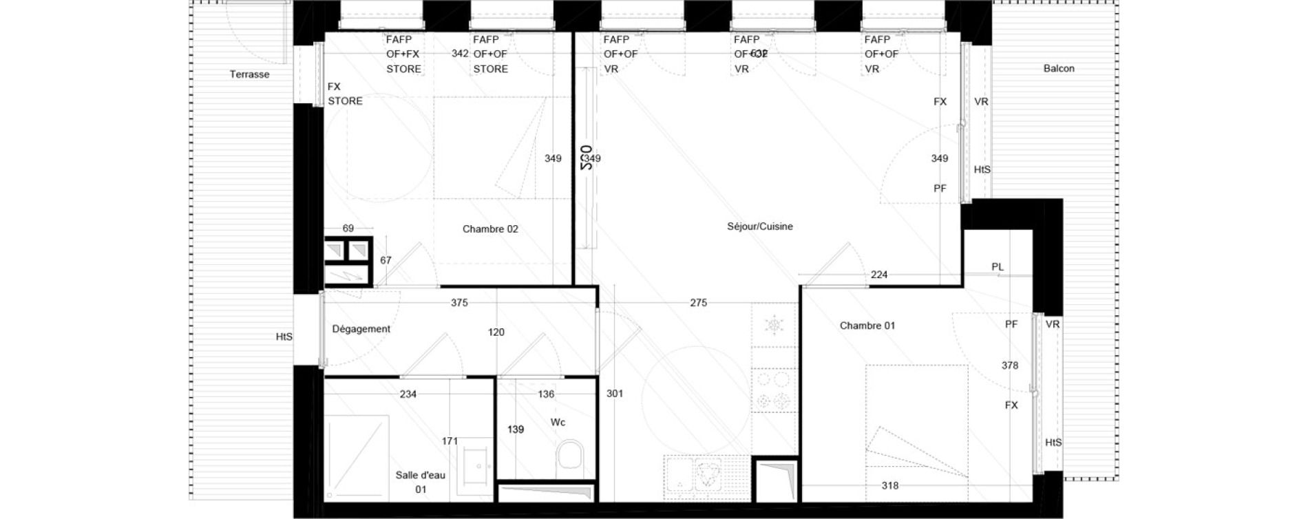 Appartement T3 de 58,51 m2 &agrave; Bordeaux Armagnac