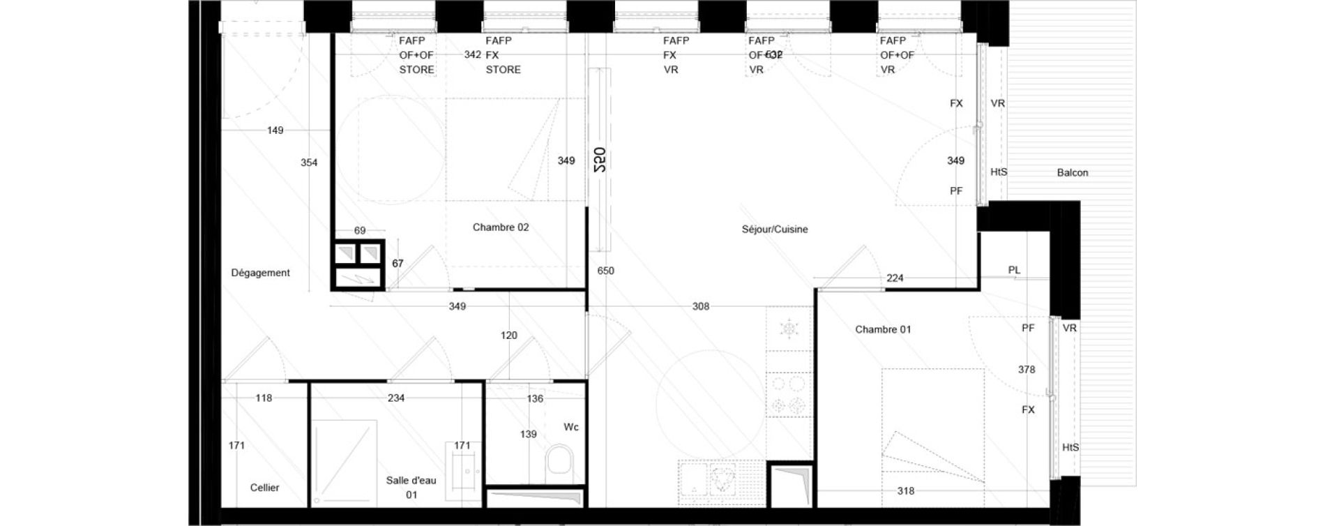 Appartement T3 de 68,29 m2 &agrave; Bordeaux Armagnac