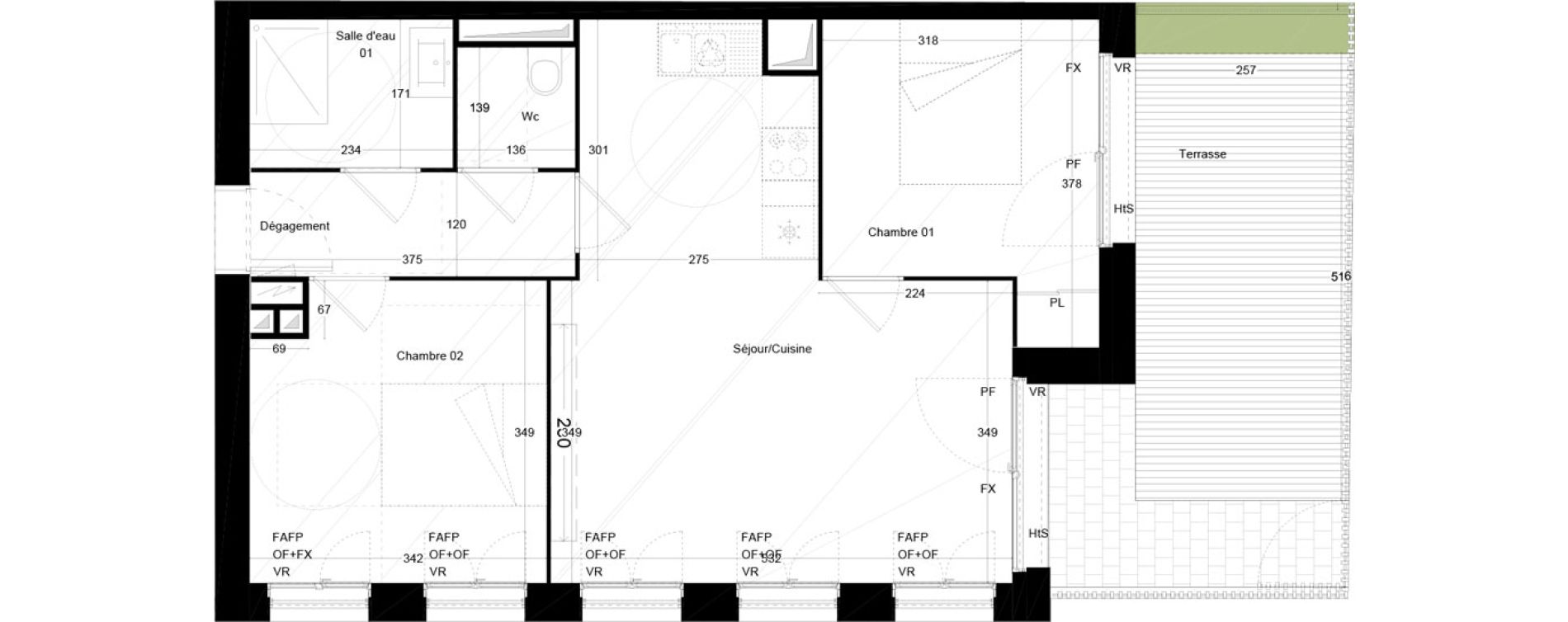 Appartement T3 de 58,51 m2 &agrave; Bordeaux Armagnac