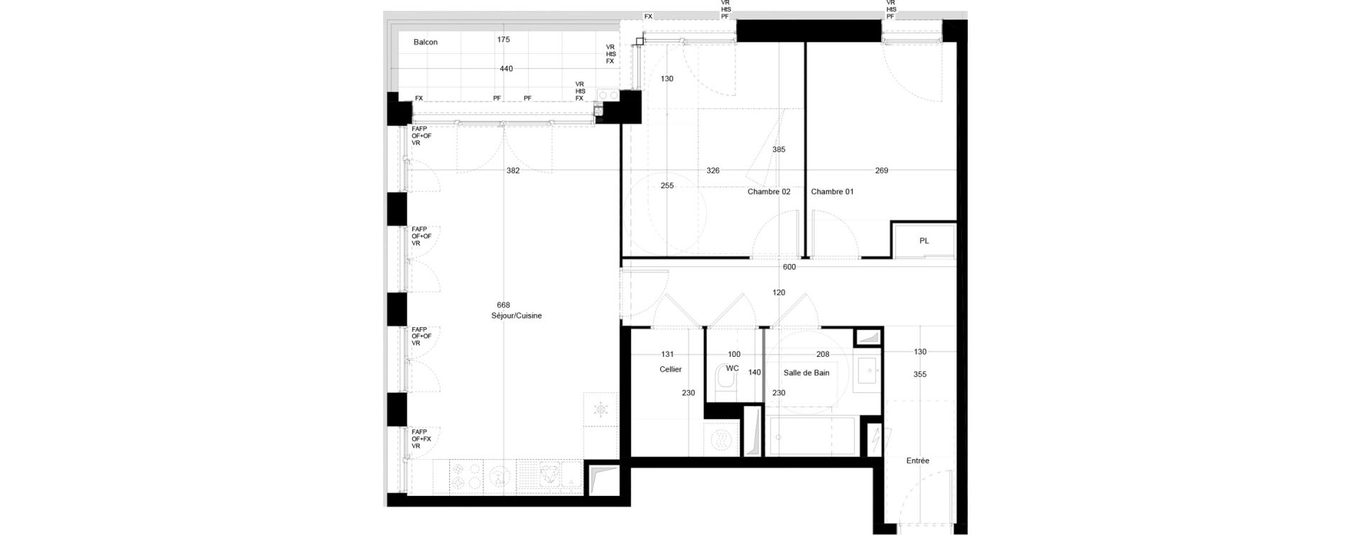 Appartement T3 de 68,39 m2 &agrave; Bordeaux Armagnac